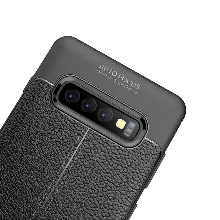 Svart Silikonskal med lädertextur för Samsung Galaxy S10e