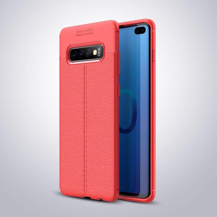Rött Silikonskal med lädertextur för Samsung Galaxy S10e