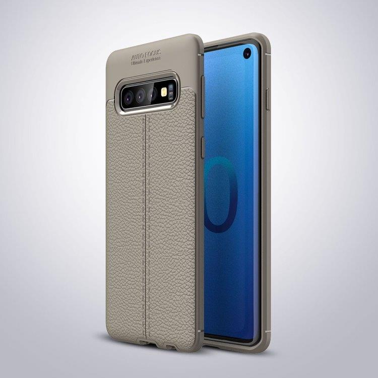 Läderimitation i silikon Skal till Samsung Galaxy S10 - Grått