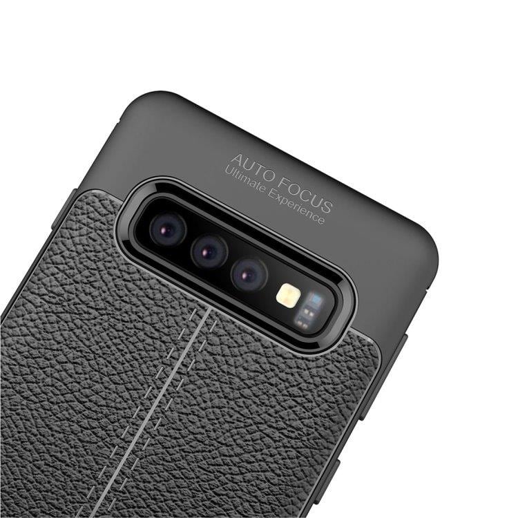 Läderimitation i silikon Skal till Samsung Galaxy S10 - Grått