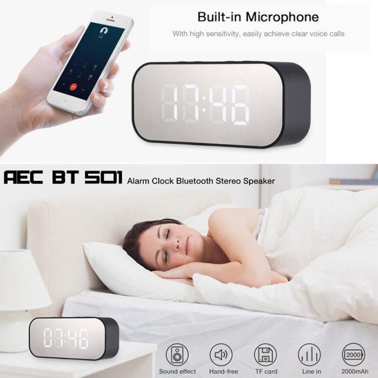70903 - BT501 Bluetooth 5.0 Minihögtalare med LED- klocka / klockradio