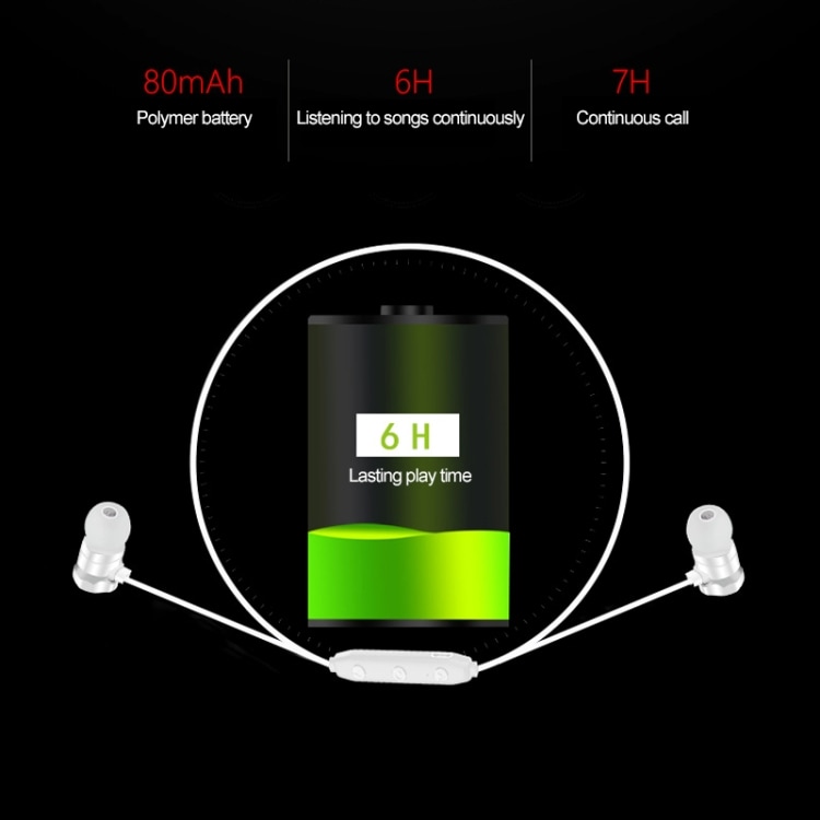 Bluetooth sporthörlurar BT 5.0 Vit