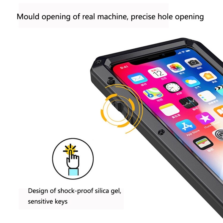 Metall Shockproof vattenavvisande Fodral iPhone XS Max