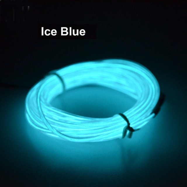 Led Wire batteridriven  Neon slinga 3 Meter -  Iceblue