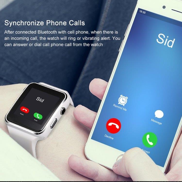 Smartwatch med Kamera Touch Screen Bluetooth iPhone - Vit