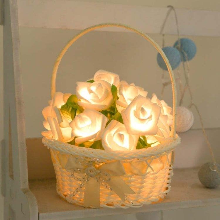 Ljusslinga med 20  rosor 3 m – batteridriven LED-slinga / LED-ljusslinga / rosljusslinga