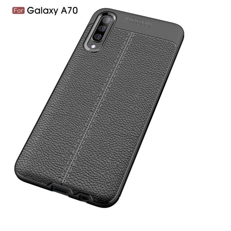 Skal Leather-Look Galaxy A70 (Black)