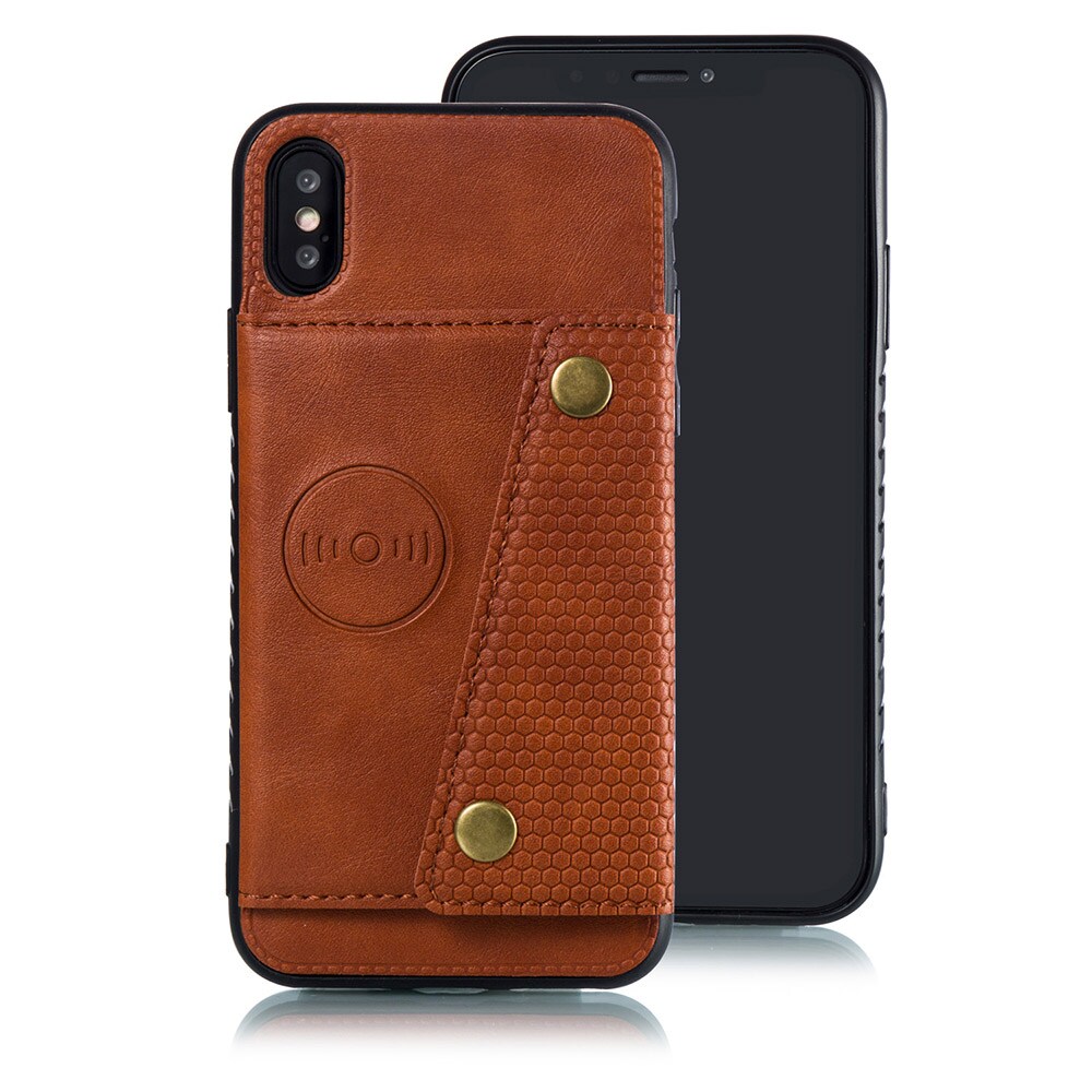 Plånboksfodral med magnet iPhone X - Brun