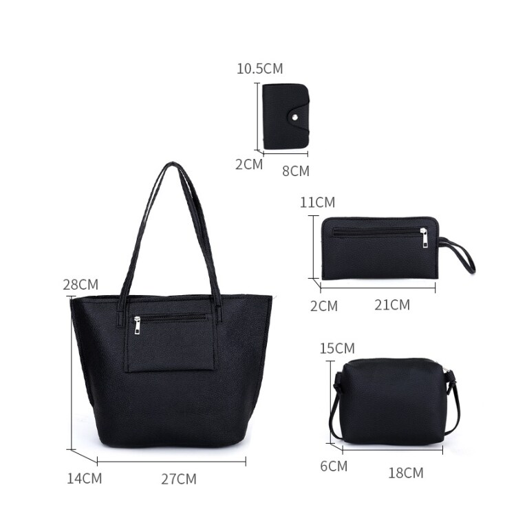 4 i 1 kit med väskor - Axelväska, handväska, necessär och plånbok