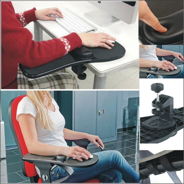 Armstöd med musbricka – ergonomisk för skrivbord/stol