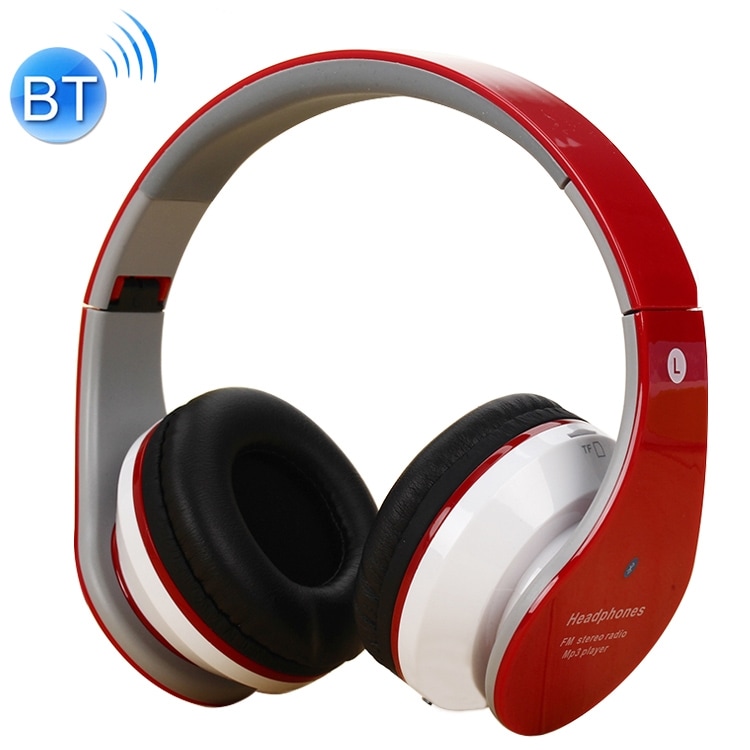 Rött headset med plats för TF-kort och 3.5mm Aux uttag - Kompatibla med MP3 och FM-radio