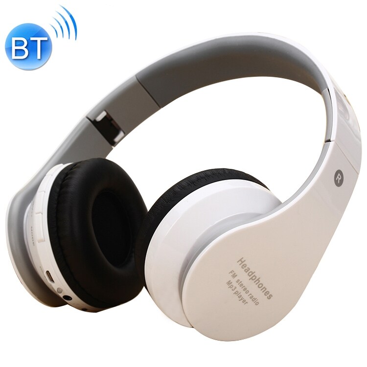 Vitt headset med plats för TF-kort och 3.5mm Aux uttag - Kompatibla med MP3 och FM-radio