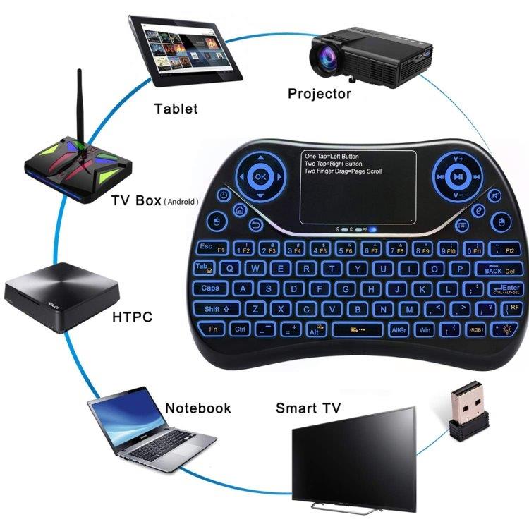 Mini Trådlöst tangentbord till Smart-TV / Smartphones - lyse