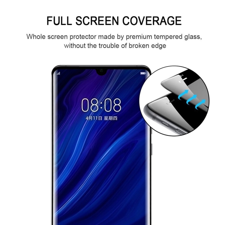 3D Full Screen-skärmskydd i härdat glas för Huawei P30 Pro