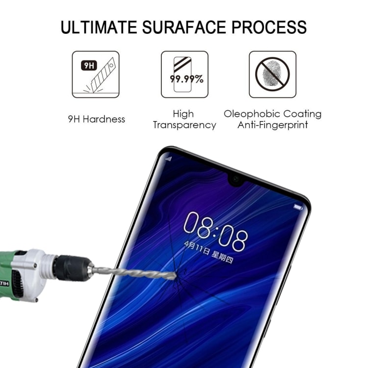 3D Full Screen-skärmskydd i härdat glas för Huawei P30 Pro