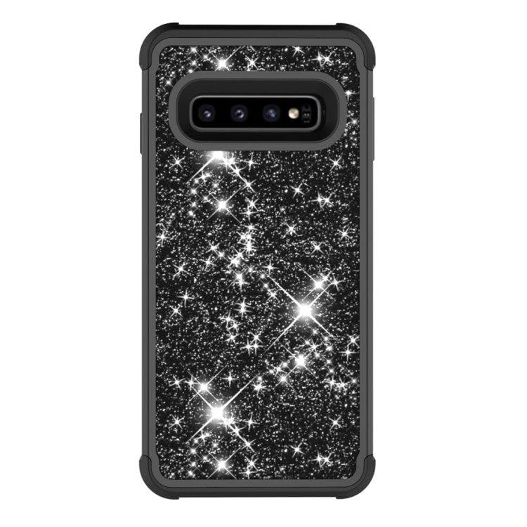 Shockproof Glitterfodral Samsung Galaxy S10+ Svart