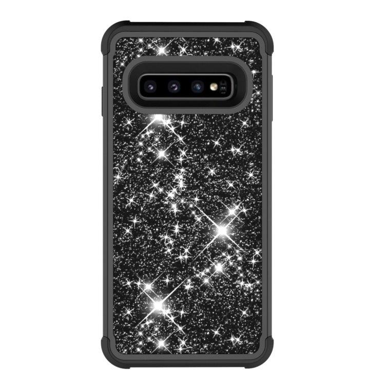 Shockproof Glitterfodral Samsung Galaxy S10 Svart