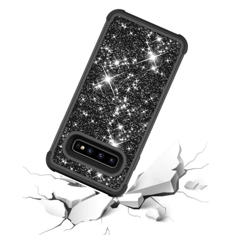 Shockproof Glitterfodral Samsung Galaxy S10 Svart