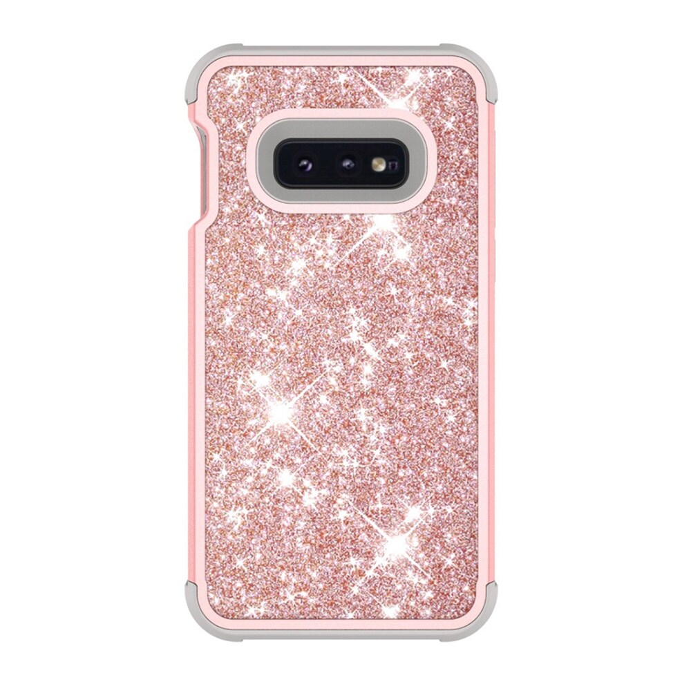 Shockproof Glitterfodral Samsung Galaxy S10e Rose Guld