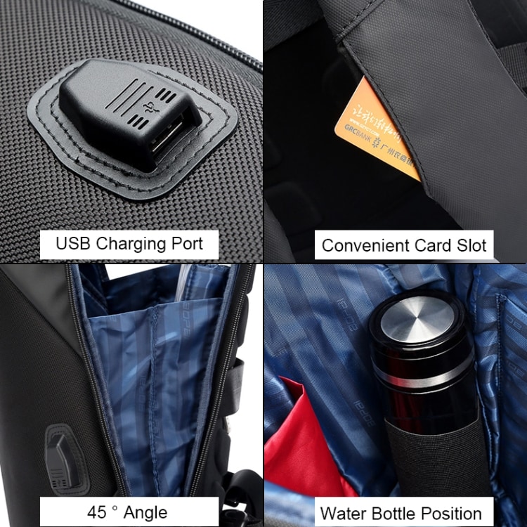 Bopai designryggsäck med lås och usb uttag för laddning