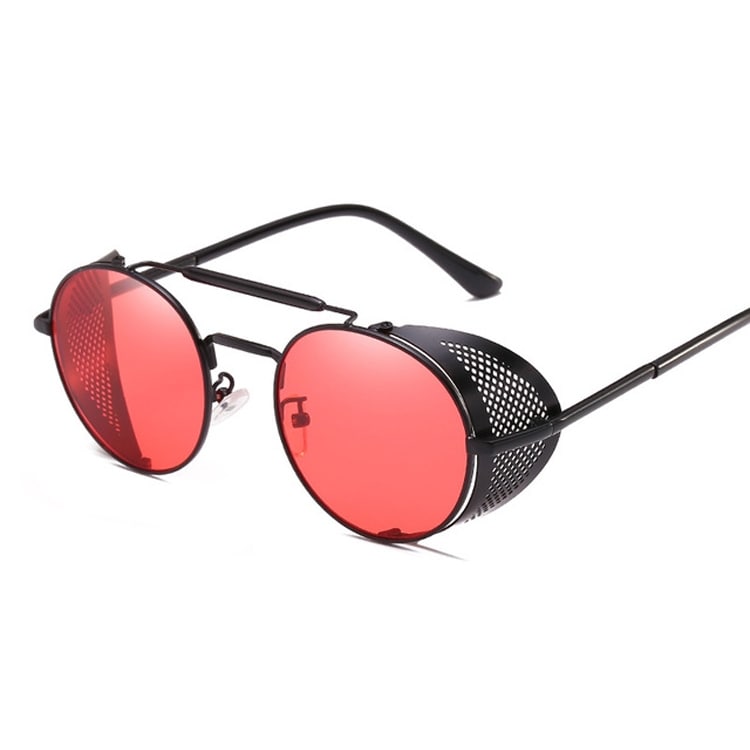 Retro Solglasögon UV skydd - Svart/Röd