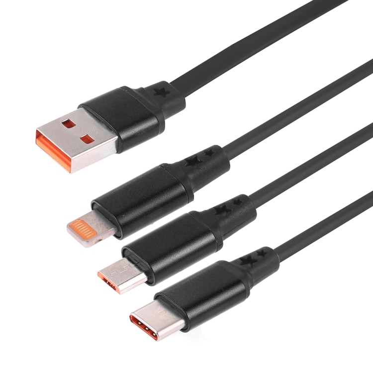 3 i 1 infällbar laddninsgkabel USB-C / Type-C + 8Pin + Micro USB
