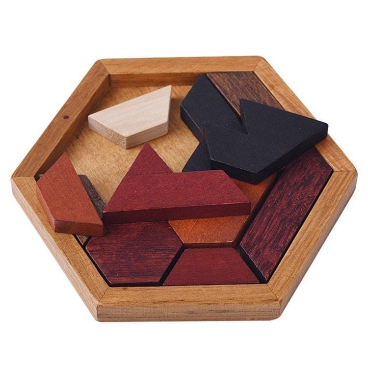Träpussel / pussel i trä / hexagonpussel med hexagonmönster