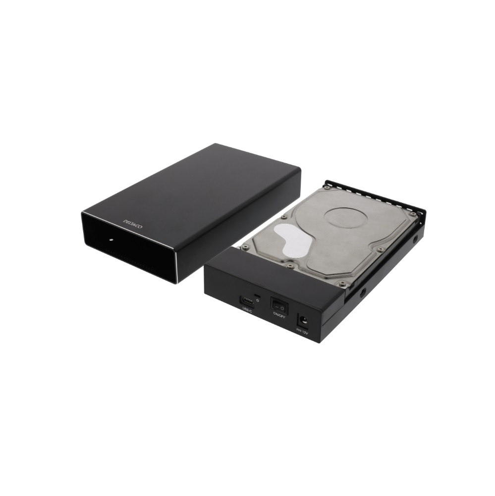 DELTACO Externt 3,5" hårddiskkabinett USBC/ USB 3.1