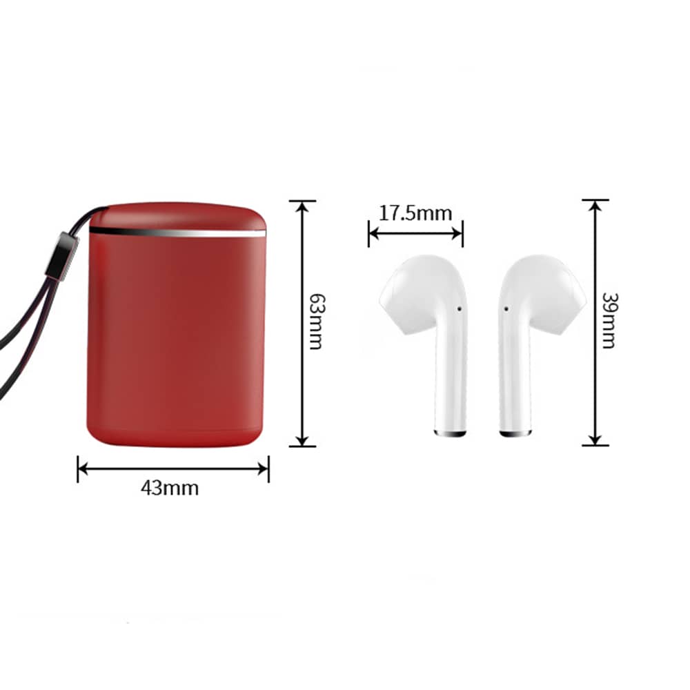 True Wireless Bluetooth Buds Vit/Röd