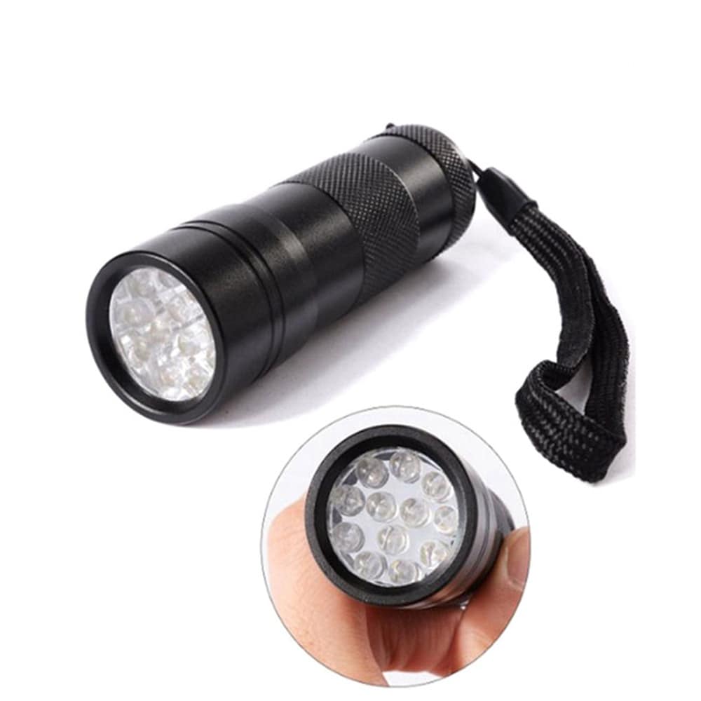 UV-ficklampa med 12 LED – ultraviolett ljus för fläckdetektion, osynliga meddelanden och spårsäkring