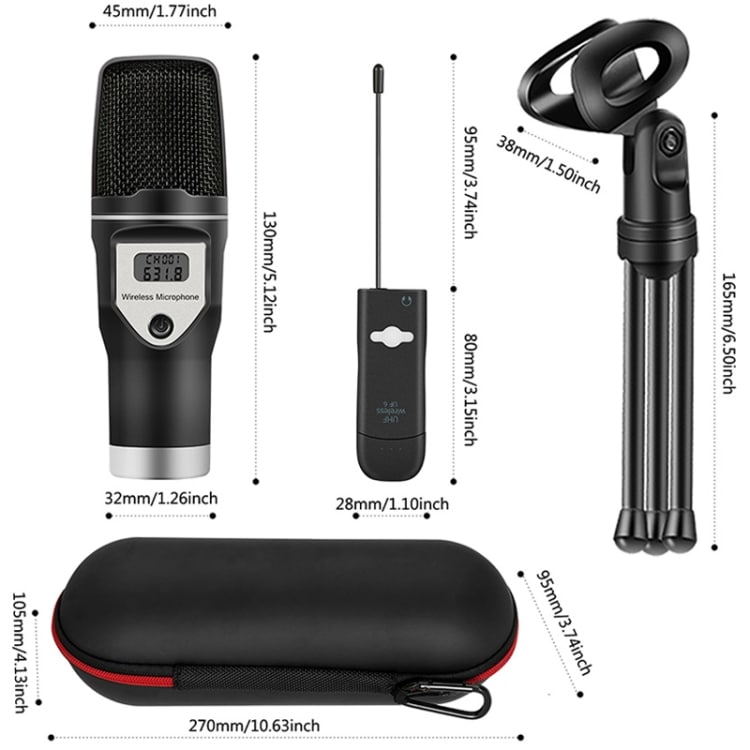 Yanmai USB trådlös kondensatormikrofon med stativ och mottagare