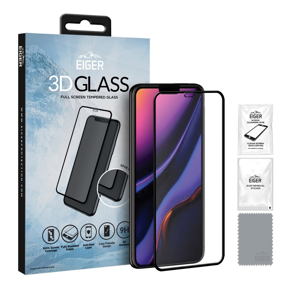 Eiger 3D GLASS Tempererat Skärmskydd Apple iPhone 11 - Klar/Svart