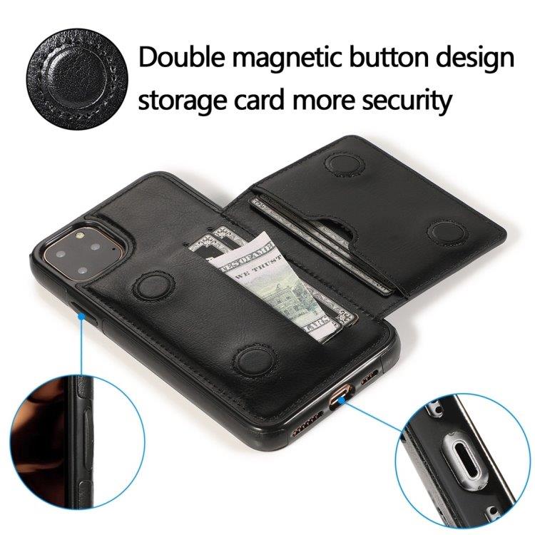Plånboksskal med ställ och plånbok iPhone 11 Pro Max Svart