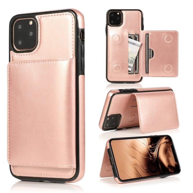 Plånboksskal med ställ och plånbok iPhone 11 Pro Max Rose Gold