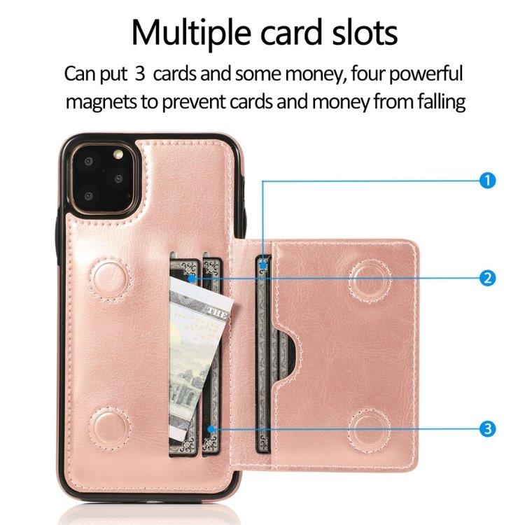 Plånboksskal med ställ och plånbok iPhone 11 Pro Max Rose Gold