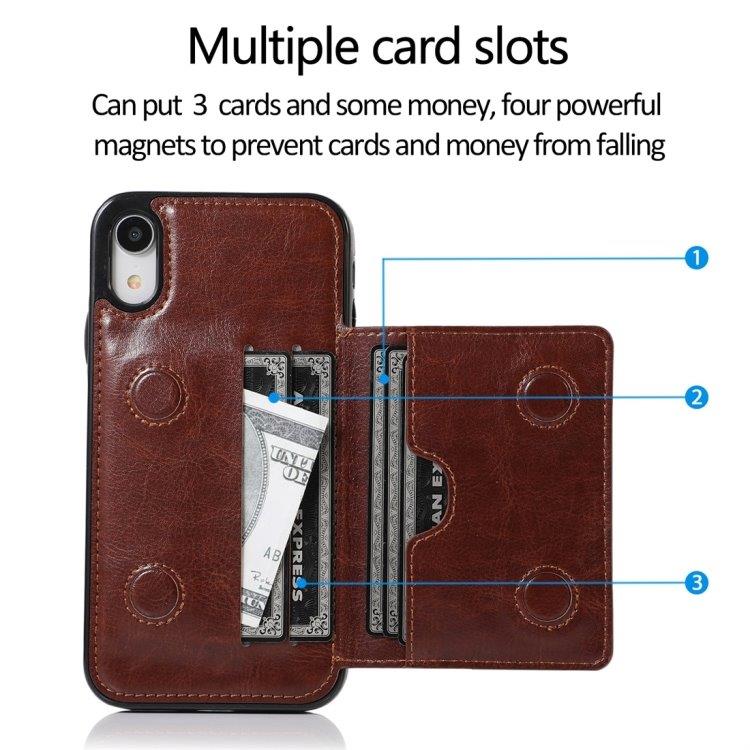 Plånbokskskal med ställ iPhone XR Brun