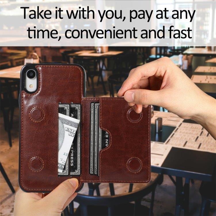 Plånbokskskal med ställ iPhone XR Brun