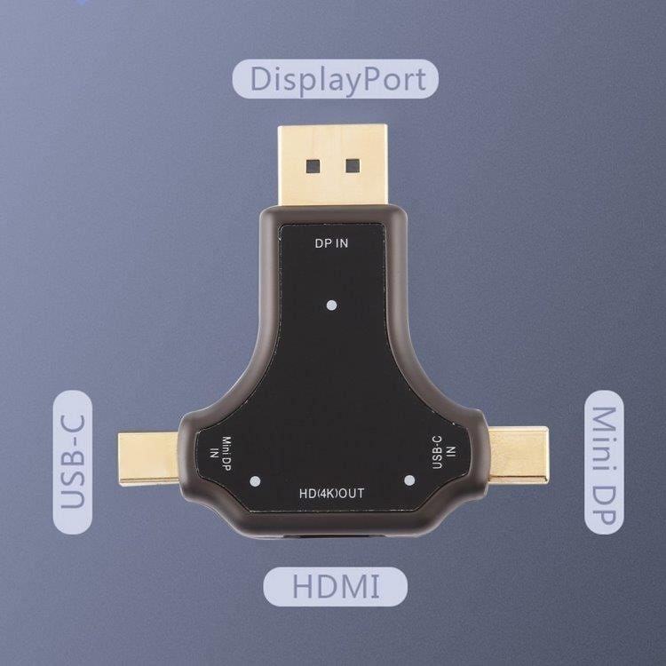 DisplayPort + Mini DisplayPort + USB Typ-C till HDMI hona