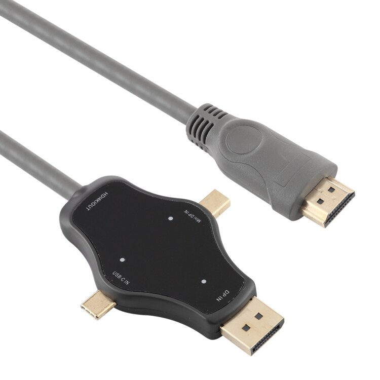 Adapterkabel DisplayPort - Mini DisplayPort + USB Typ-C till HDMI 4K