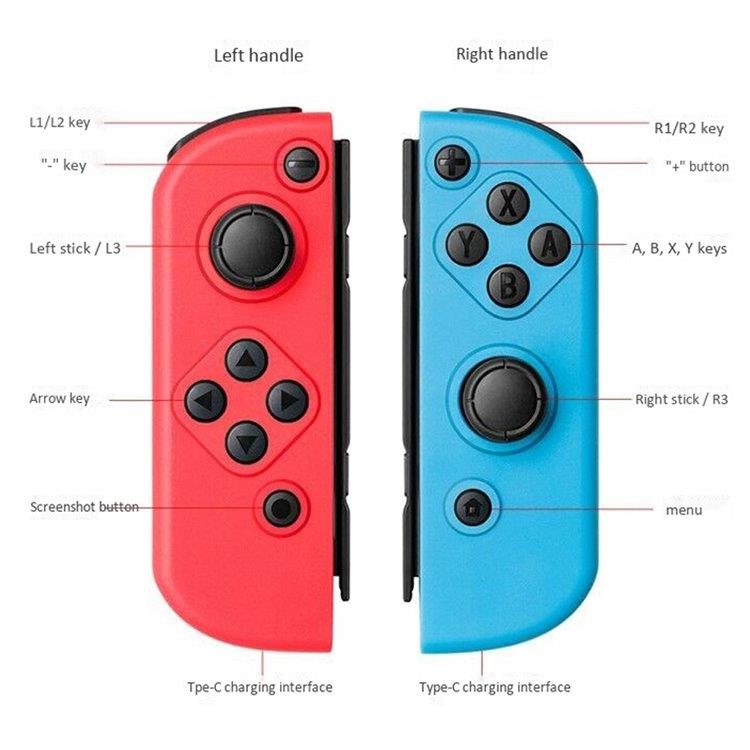 Höger och vänsterkontroll till Switch (Blå + Röd)