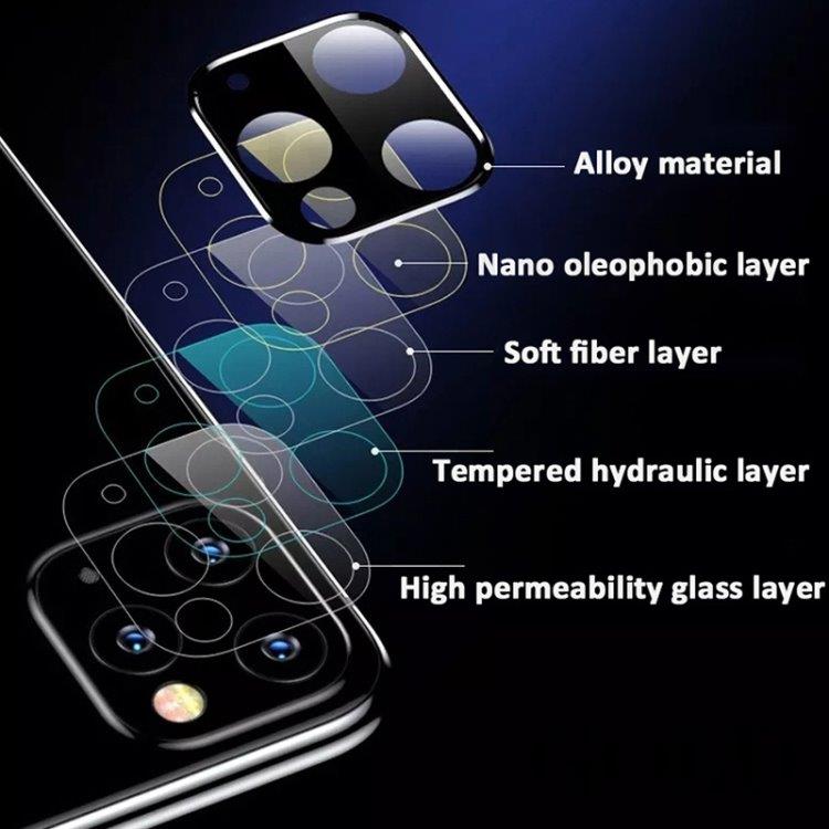 Tempererat glas linsskydd till iPhone 11 Pro och 11 Max - Svart