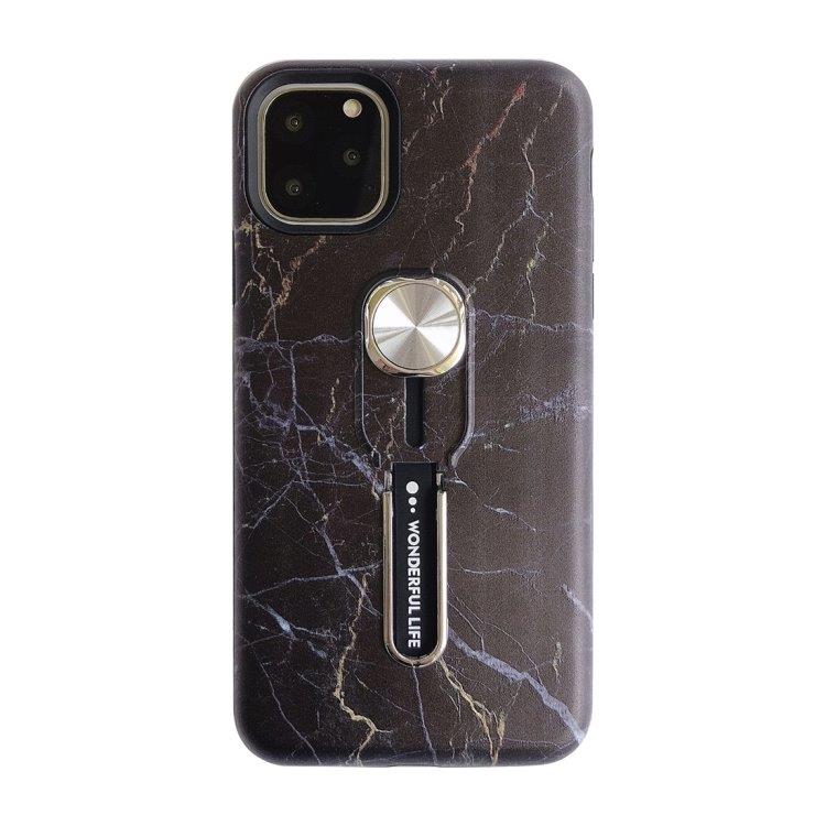 Svart Marmorskal iPhone 11 PRO max med Magnet & Fingerhållare