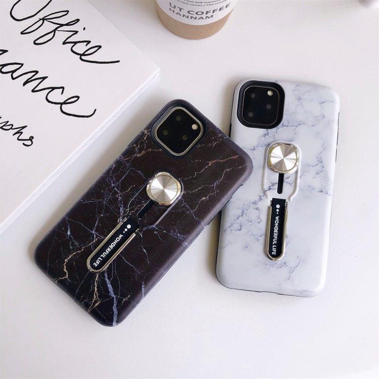 Vitt Marmorskal iPhone 11 Pro MAX med Magnet & Fingerhållare