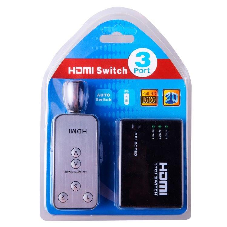 HDMI 3i1  Switch 1080P med IR Fjärrkontroll