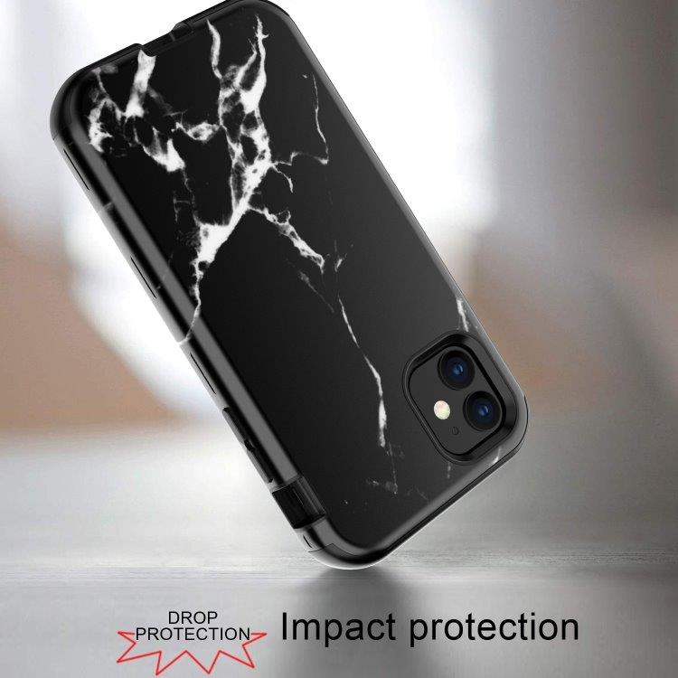 3 i 1 Full Protection Skal för iPhone 11 - BLACK MARBLE
