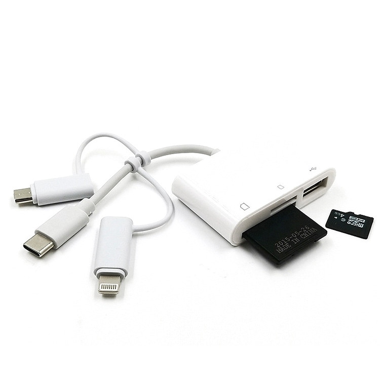 OTG Adapter USB-C / iPhone till USB 2.0 + SD / MicroSD