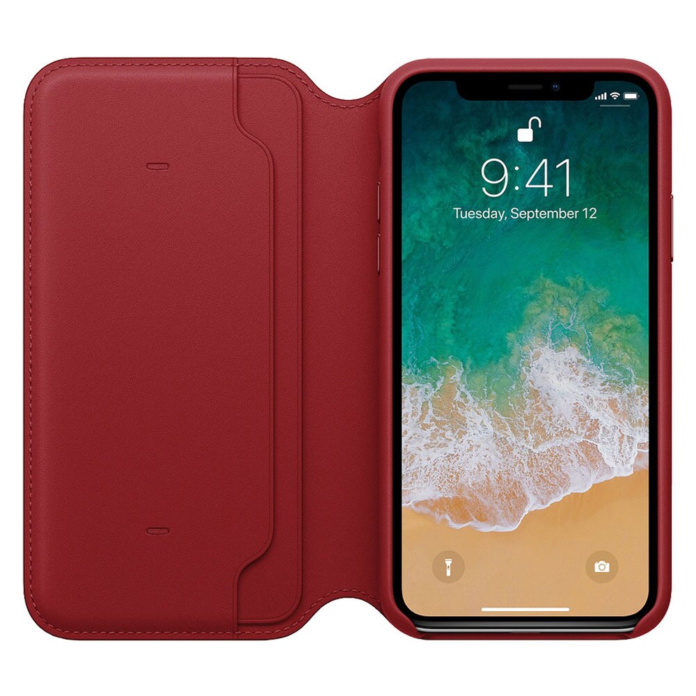 Apple MRQD2ZM Leather Folio iPhone X - Röd