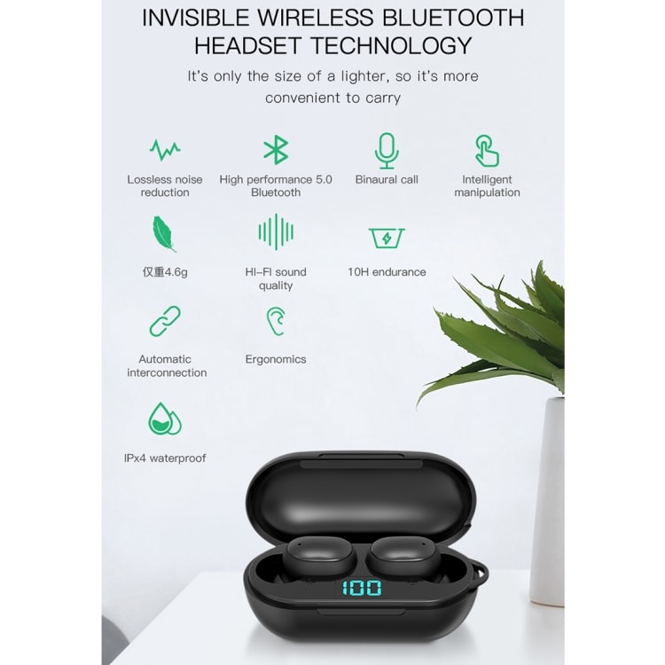 H6 True Wireless Bluetooth 5.0 Headset med laddbox