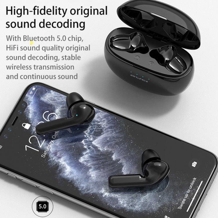 AWEI T15 Svarta Bluetooth Hörlurar med laddbox