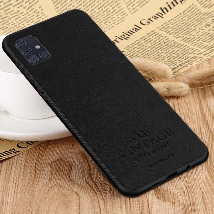 TPU skyddsskal med lädertextur till Samsung Galaxy A51, svart